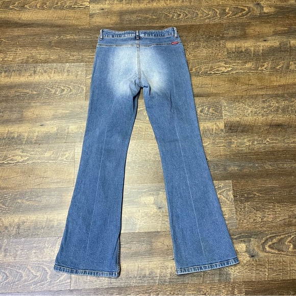 Vintage Y2K Guess USA Flared Jeans Womens 28 Blue Faded Stretch Denim - Picture 7 of 8